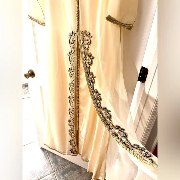 Moroccan kaftan Designer Hand Work Dubai Embroidered Georgette Stylish Maxi . - Picture 5 of 9